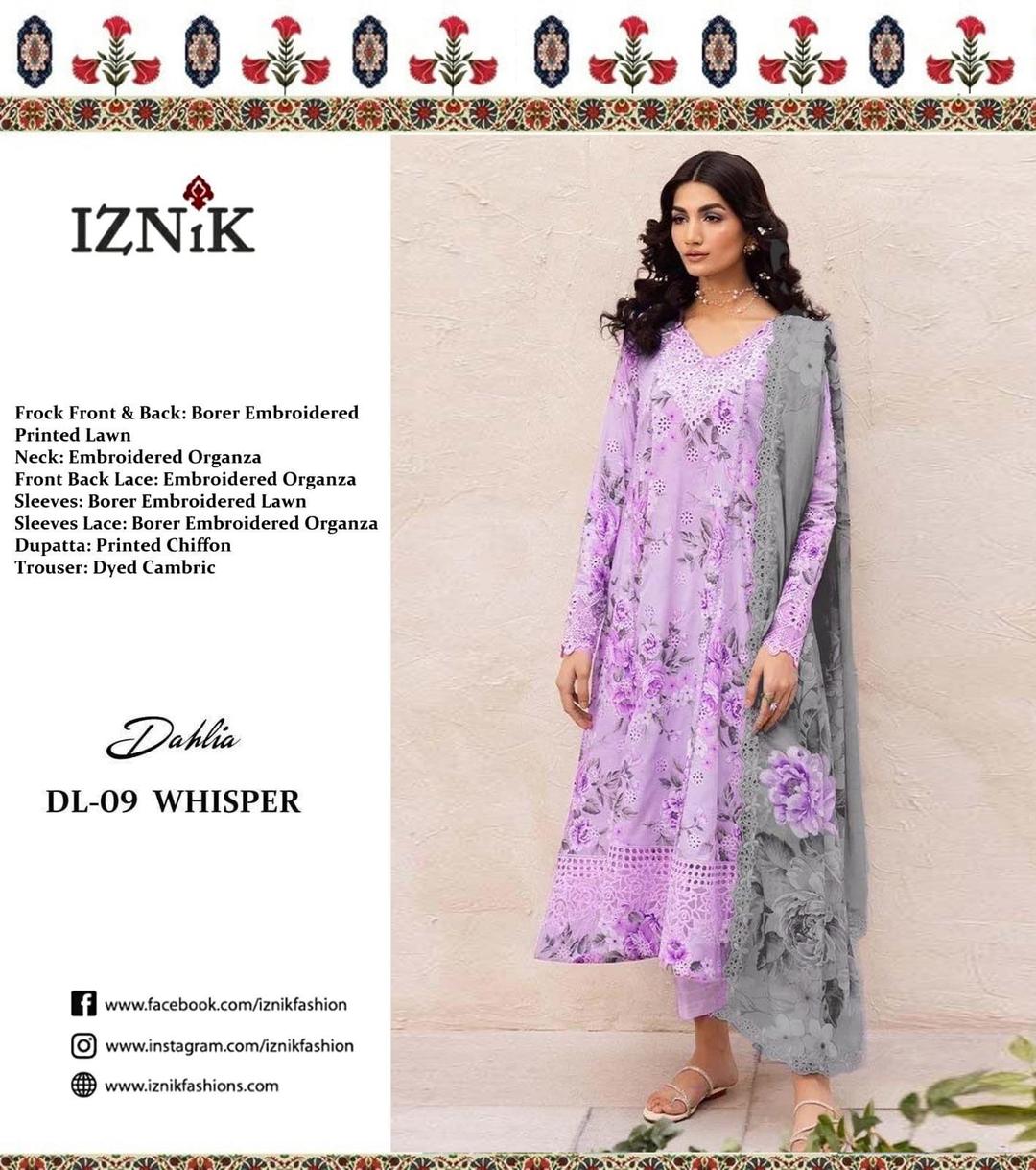 3 Pcs Lawn Women's Unstitched Chikankari Embroidered Suit