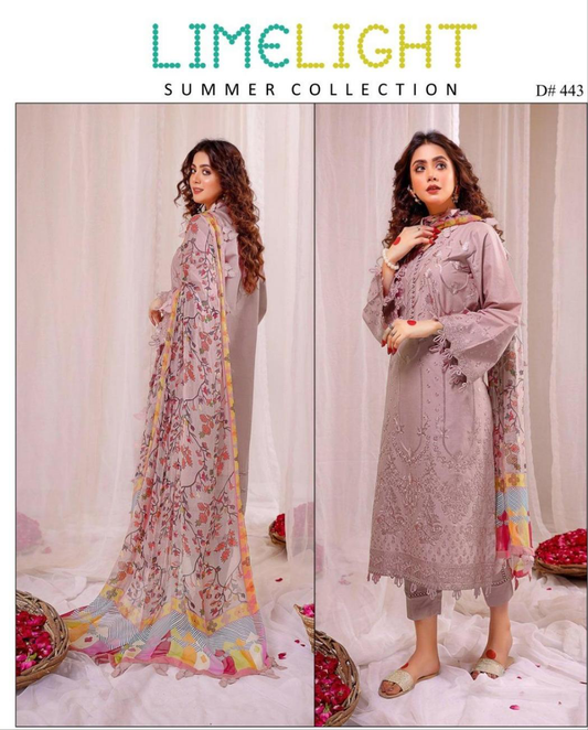 3 Pcs lawn Women's Unstitched Embroidered Suit