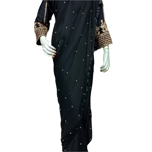 Women’s Silk Sequins Embroidered Stitched Saree