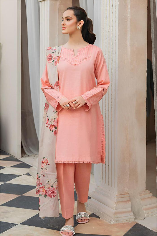 3 Pcs Lawn Women's Unstitched Embroidered Suit