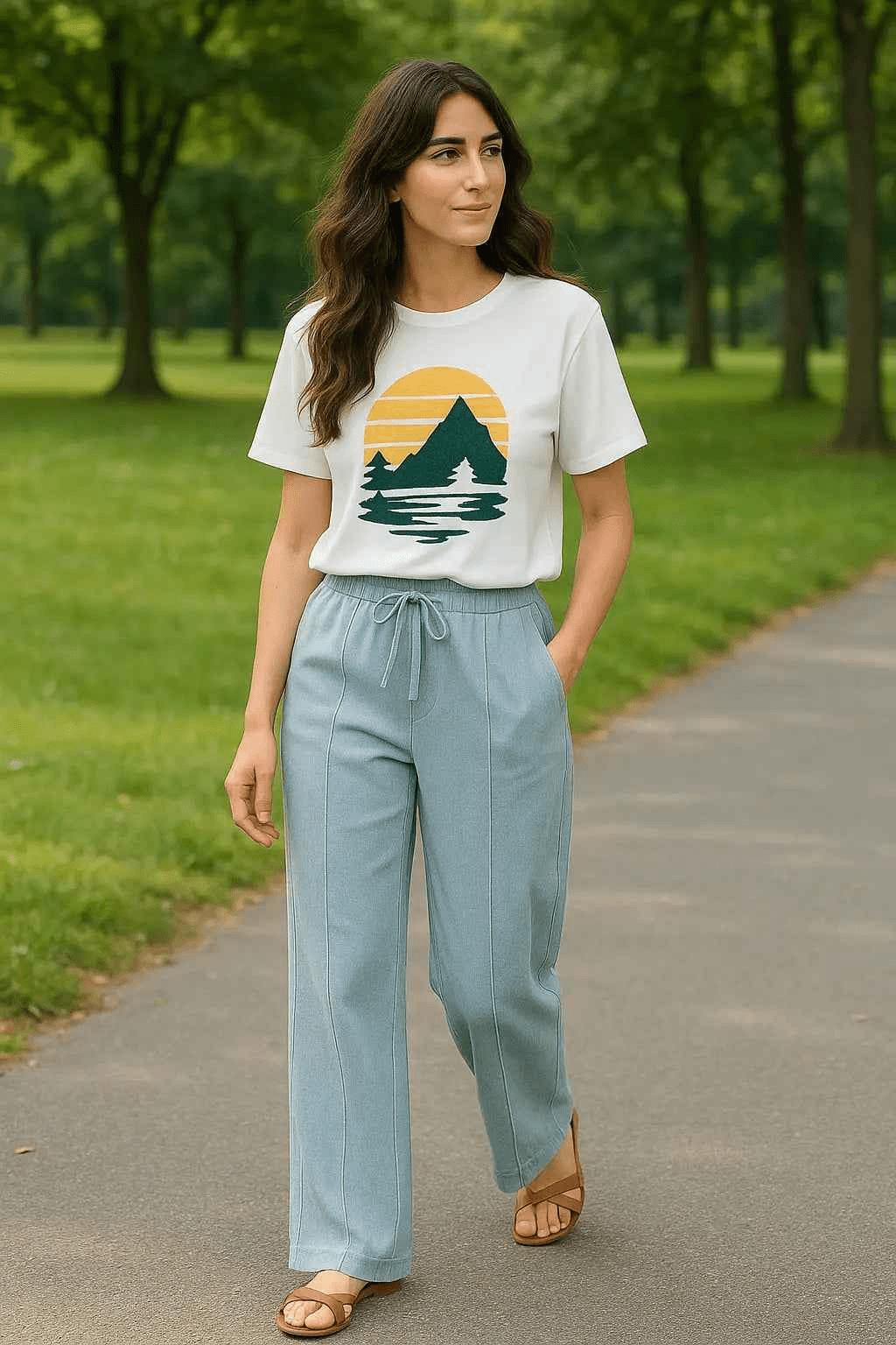 High Quality Soft Cloud Mist Relaxed Trousers For Girls