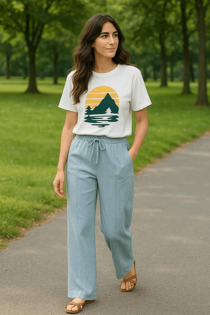 High Quality Soft Cloud Mist Relaxed Trousers For Girls
