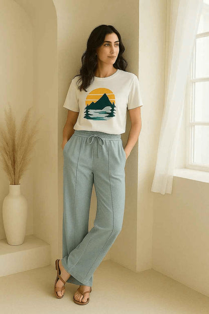 High Quality Soft Cloud Mist Relaxed Trousers For Girls