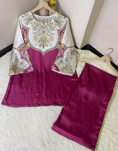 2 Pcs Women's Stitched Printed Shirt And Trouser