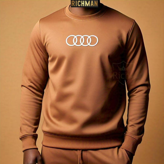 Stylish Fleece Sweatshirt Track Suit for Men & Women - 2 Pcs | Brown Plain Comfort