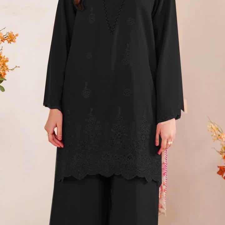3 Pcs Women's Unstitched Chikankari Embroidered Suit