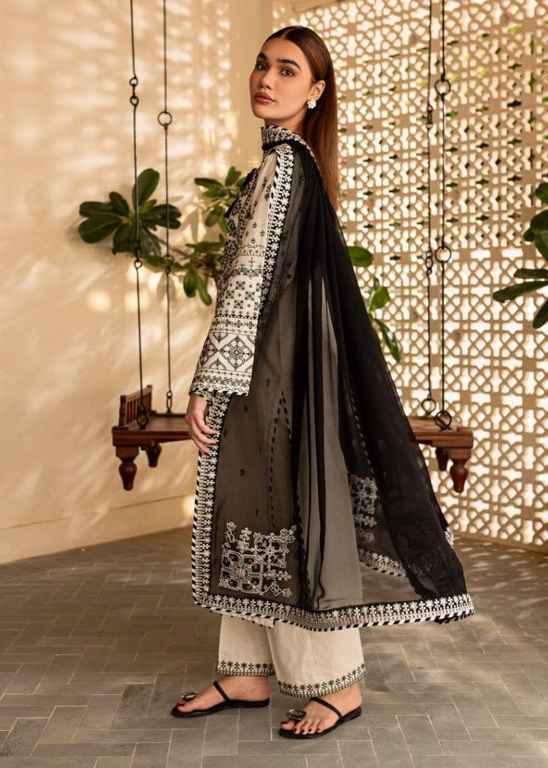 Elegant Women's Stitched Suit - Embroidered Cotton Fabric - 3 Pcs Set