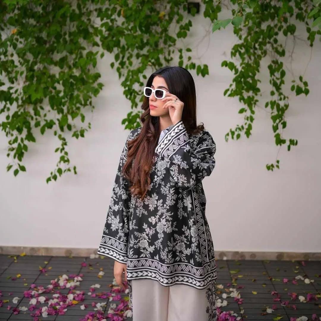 Elegant Women's Stitched Raw Silk Shirt And Trouser Set - 2 Pcs