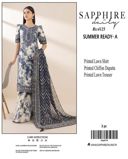 3 Pcs Lawn Women's Unstitched Printed Suit