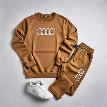 Stylish Fleece Sweatshirt Track Suit for Men & Women - 2 Pcs | Brown Plain Comfort