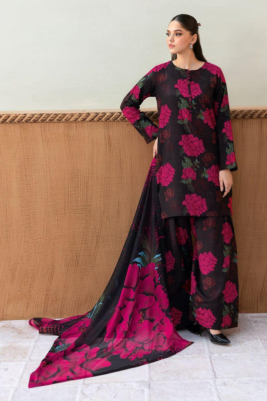 3 Pcs Women's Swiss Lawn Unstitched Digital Print Suit with Silk Dopatta