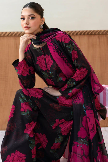 3 Pcs Women's Swiss Lawn Unstitched Digital Print Suit with Silk Dopatta